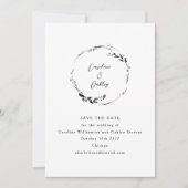 Elegante botanische zwart-wit minimalistische seri save the date (Voorkant)
