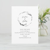 Elegante botanische zwart-wit minimalistische seri save the date (Staand voorkant)