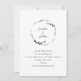 Elegante botanische zwart-wit minimalistische seri save the date