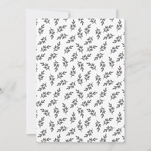 Elegante Botanische Zwart-Wit Monogram Bruiloft Kaart (Achterkant)
