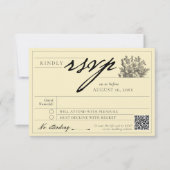 Elegante Boter Geel Bloemen Label Huwelijk RSVP Kaartje (Voorkant)