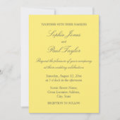 Elegante Boter Geel bruiloft uitnodiging (Voorkant)