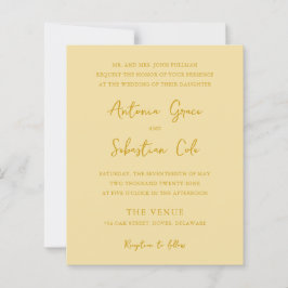 Elegante Boter Geel Budget Huwelijksuitnodiging