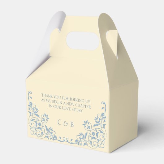 Elegante Boter Geel en Blauw bruiloft Dank u Bedankdoosjes (Achterkant)