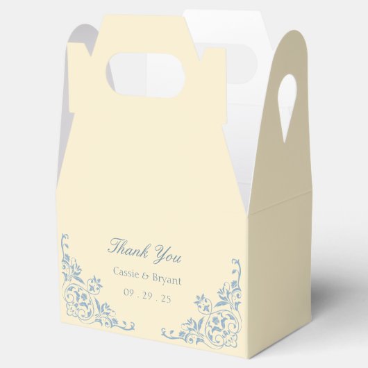 Elegante Boter Geel en Blauw bruiloft Dank u Bedankdoosjes (Geopend)