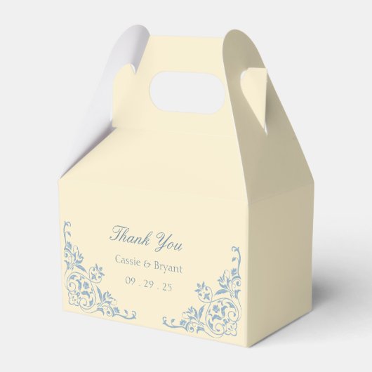 Elegante Boter Geel en Blauw bruiloft Dank u Bedankdoosjes (Voorkant Zijde)