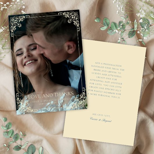 Elegante Boter Geel Formele Vintage bruiloft Bedankkaart