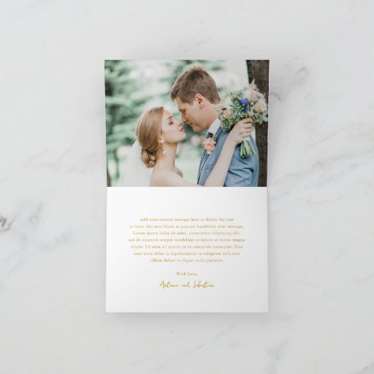 Elegante Boter Geel Foto Moderne bruiloft Bedankkaart (Binnen)