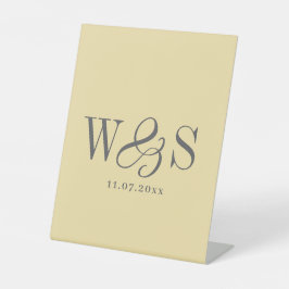 Elegante Boter Geel huwelijks koppel eerste letter Reclamebord Met Voetstuk