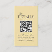Elegante Boter Geel Minimalistische Trouw Qr Code Informatiekaartje (Voorkant)