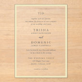 Elegante Boter Geel Monogram Moderne bruiloft Acryl Uitnodigingen (Voorkant)