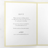 Elegante Boter Geel Monogram Moderne bruiloft Drieluik Uitnodiging (Binnenzijde eerst)