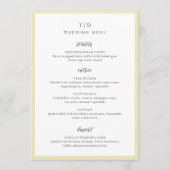 Elegante Boter Geel Monogram Moderne bruiloft Menu (Voorkant)