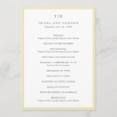 Elegante Boter Geel Monogram Moderne bruiloft Programmakaart (Voorkant)