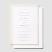 Elegante Boter Geel Monogram Moderne bruiloft Vellum Uitnodigingen (Offset)