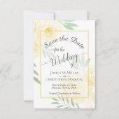 Elegante Boter Geel & Salie Rozen Boho Bruiloft Save The Date (Voorkant)