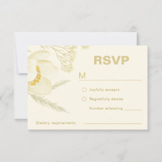 Elegante boter gele botanische moderne trouw RSVP kaartje