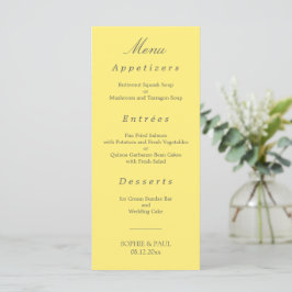 Elegante Boter Gele Huwelijksmenu Menu