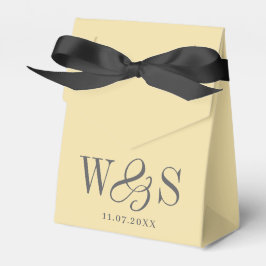 Elegante boter gele huwelijksparen initials bedankdoosjes
