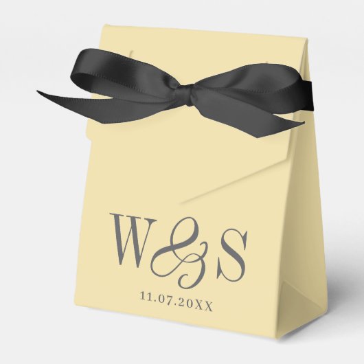 Elegante boter gele huwelijksparen initials bedankdoosjes (Voorkant Zijde)