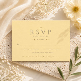 Elegante Boter Gele Moderne Trouw RSVP Kaart