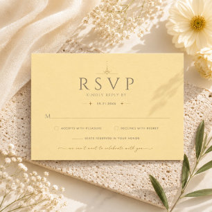 Elegante Boter Gele Moderne Trouw RSVP Kaart