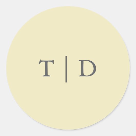 Elegante Boter Gele Monogram Moderne Trouwdag Ronde Sticker (Voorkant)