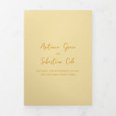 Elegante Boter Gele QR Code Moderne Trouwdag Drieluik Uitnodiging (Cover)
