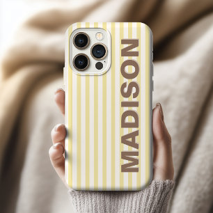 Elegante Boter Gele Streep Bruid Bruidsmeisje Naam iPhone 16 Pro Max Hoesje