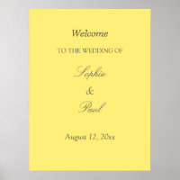 Elegante Boter Gele Trouw Welkom Poster
