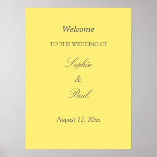Elegante Boter Gele Trouw Welkom Poster