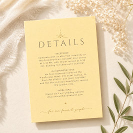 Elegante Boter Gele Trouwdetails Kaart Notitiekaartje