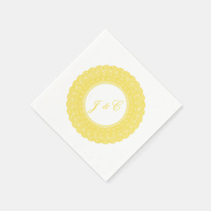 Elegante boterbloem gele kant cocktail servet