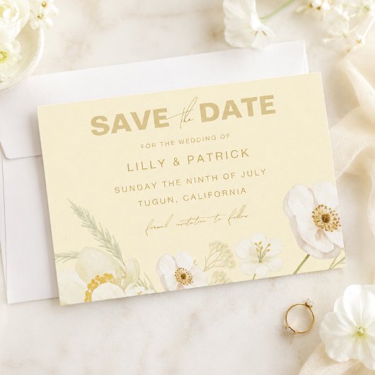 Elegante botergele botanische moderne trouw save the date