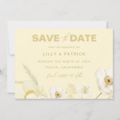 Elegante botergele botanische moderne trouw save the date (Voorkant)