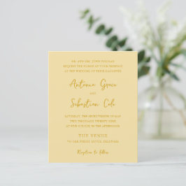 Elegante botergele budget bruiloft uitnodiging
