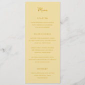 Elegante Botergele Moderne Trouw Menu (Voorkant)