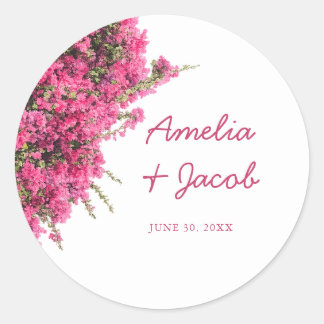Elegante Bougainvillea Romantische Trouwgunst Ronde Sticker