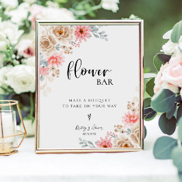 Elegante Bouquet Schikken Bloemige Baby Shower Reclamebord Met Voetstuk
