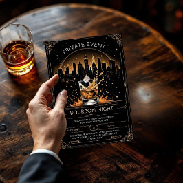 Elegante Bourbon & Whiskey Proeverij Feest Uitnodi Kaart