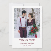 Elegante Bourgogne 2 foto bruiloft bedankje