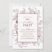 Elegante Bourgogne 60e verjaardag Floral Line Art Kaart (Voorkant)