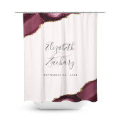 Elegante Bourgogne Agaat Blush Goud Bruiloft Douchegordijn