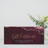 Elegante Bourgogne Agaat Cadeaubon Cadeau Kaart (Staand voorkant)