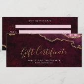 Elegante Bourgogne Agaat Cadeaubon Cadeau Kaart (Voorkant / Achterkant)