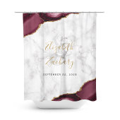 Elegante Bourgogne Agaat Goud Marmer Bruiloft Douchegordijn