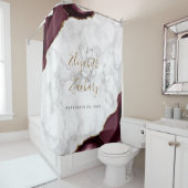 Elegante Bourgogne Agaat Goud Marmer Bruiloft Douchegordijn (In situ)