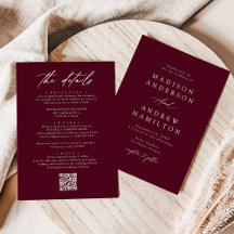 Elegante Bourgogne Alles in één QR-code-huwelijk