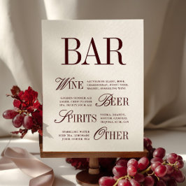 Elegante Bourgogne Bar Menu Drinken Trouwtafel