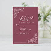 Elegante  Bourgogne Berry bruiloft RSVP Kaartje (Staand voorkant)